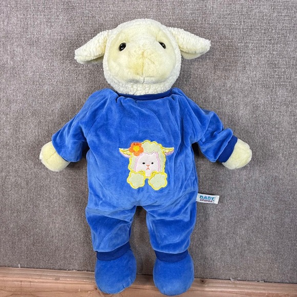Baby Aurora Other - Rare Vintage 90s Baby Aurora Plush Lamb Bedtime Softees Blue Velour Romper